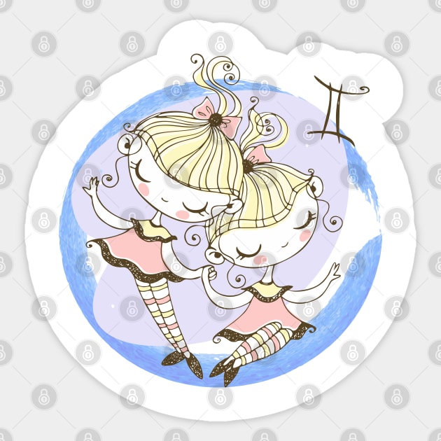 Zodiac Gemini Cute Kid Design Horoscope Gift Sticker by The Little Store Of Magic